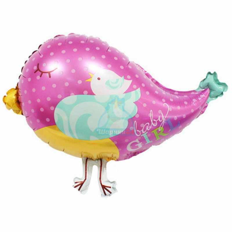 Фольгированная фигура птичка розовая для девочки