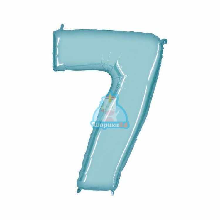 Фольгированная цифра 7 голубая