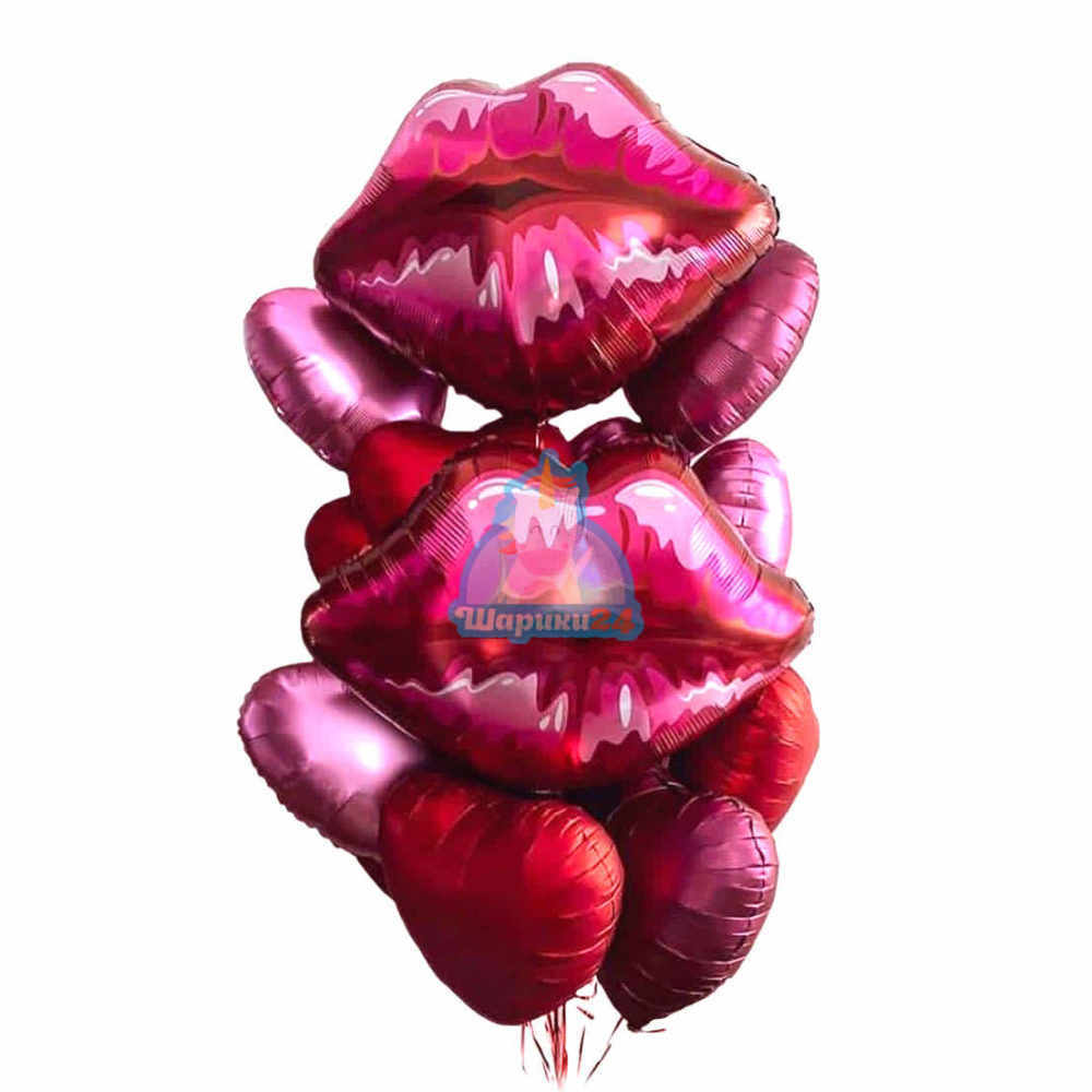 Композиция из фольгированных шаров поцелуй на 8 марта