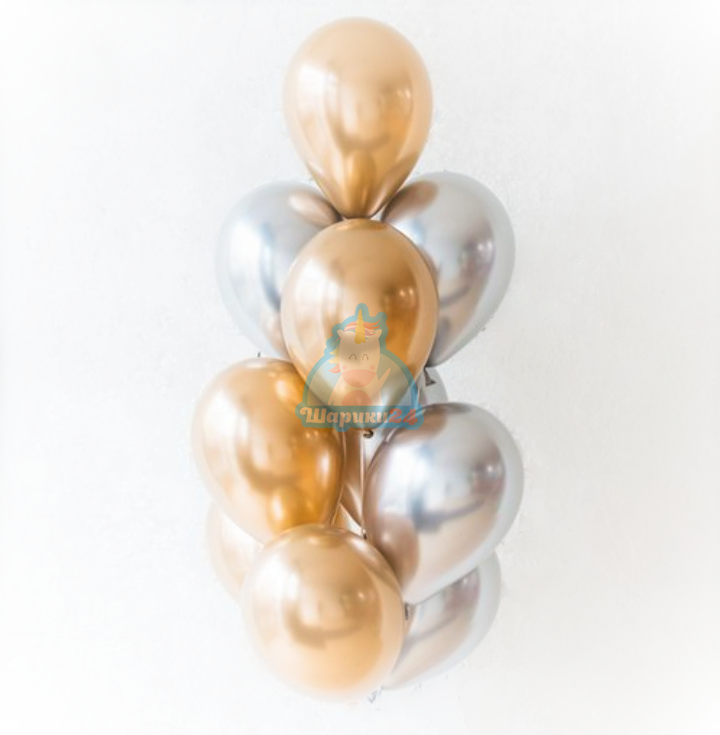 Гелиевые шары хромированные серебряные и золотые