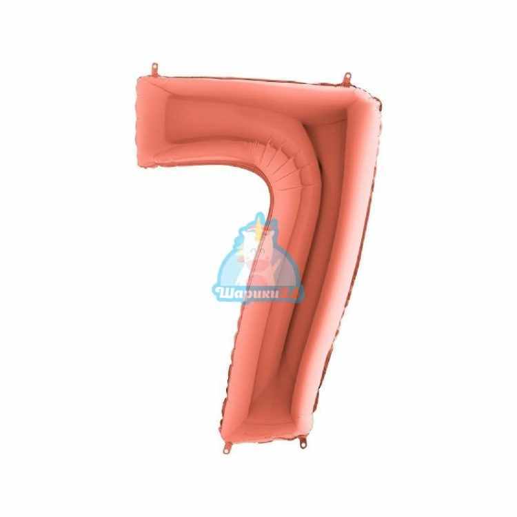 Фольгированная цифра 7 розовое золото