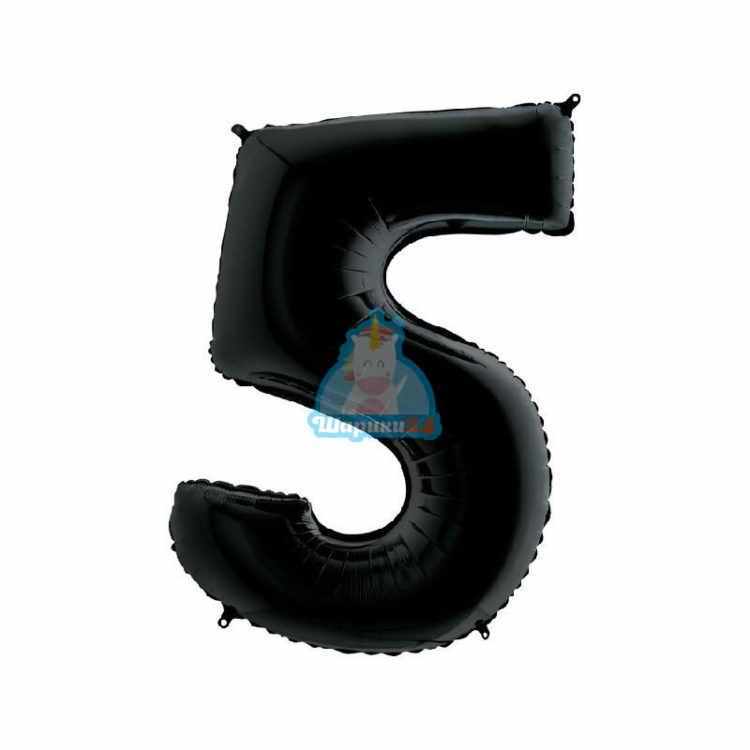 Фольгированная цифра 5 черная