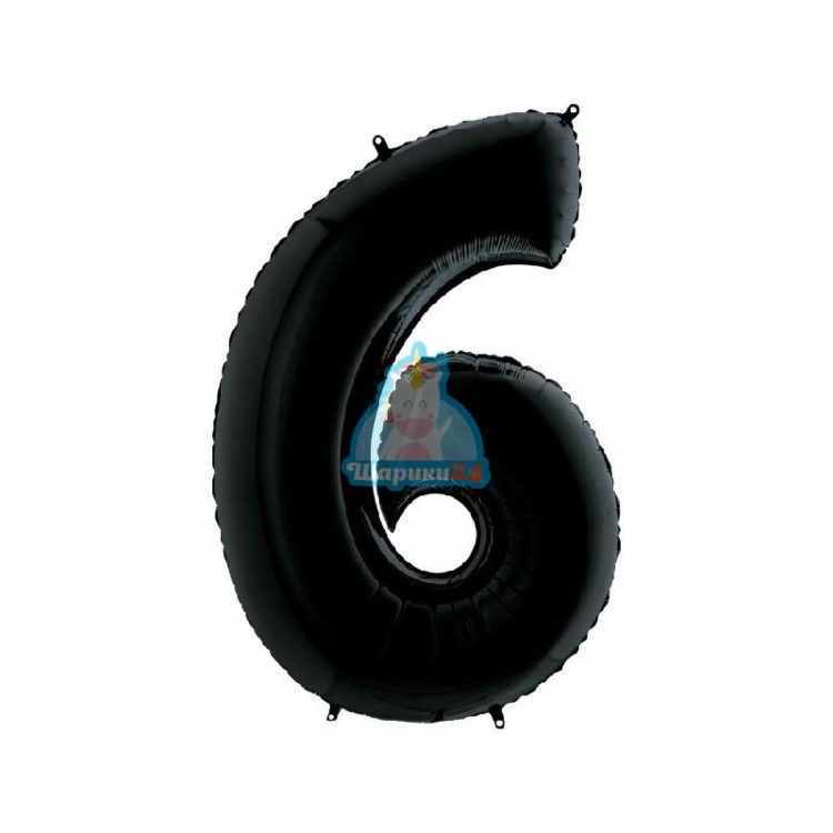 Фольгированная цифра 6 черная