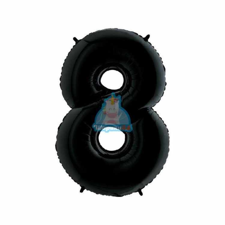Фольгированная цифра 8 черная