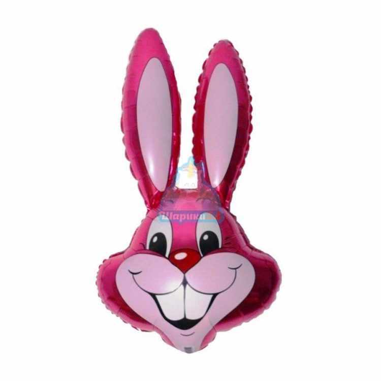 Фольгированная фигура голова зайца розовая