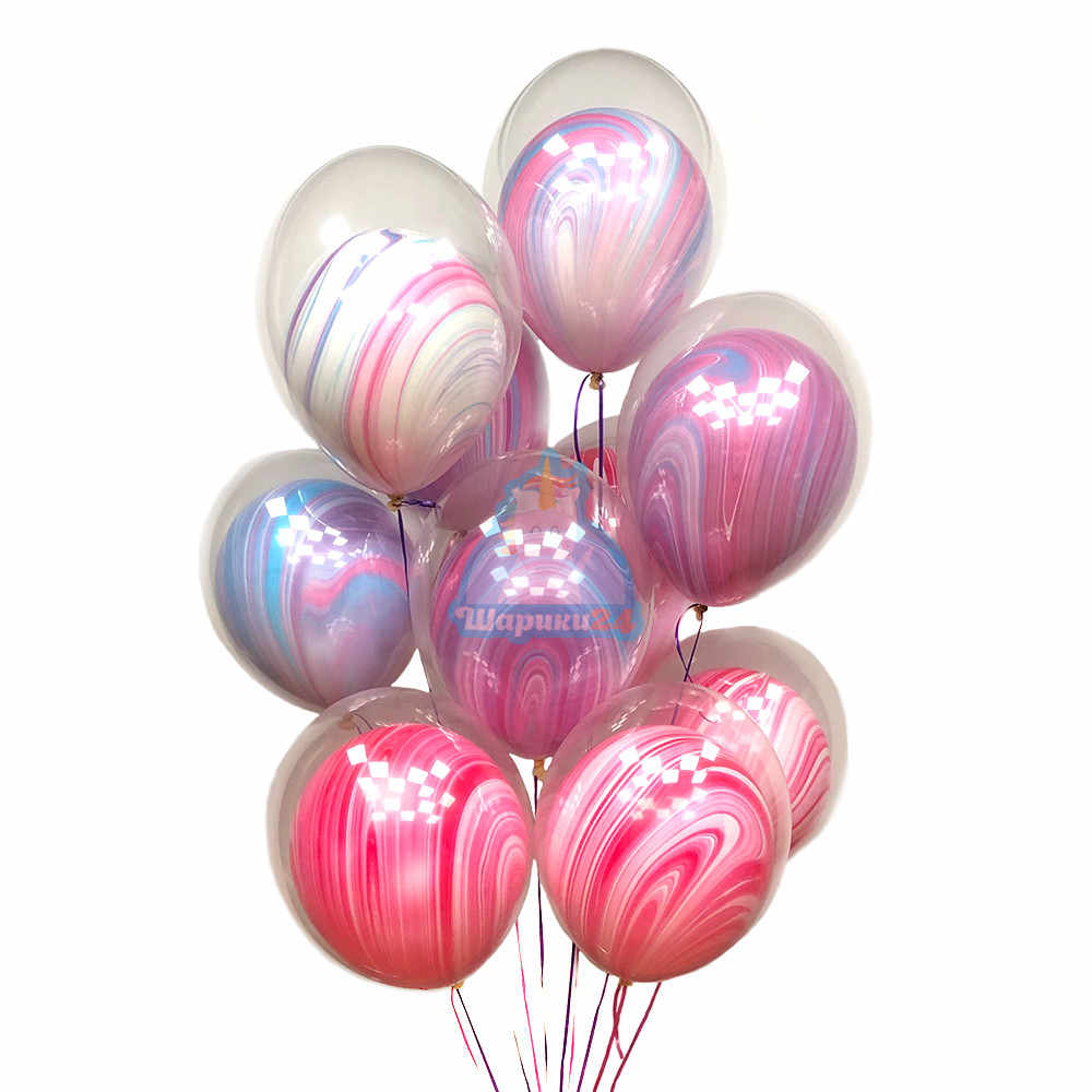 Шары под потолок розовые и сиреневые агаты шар в шаре