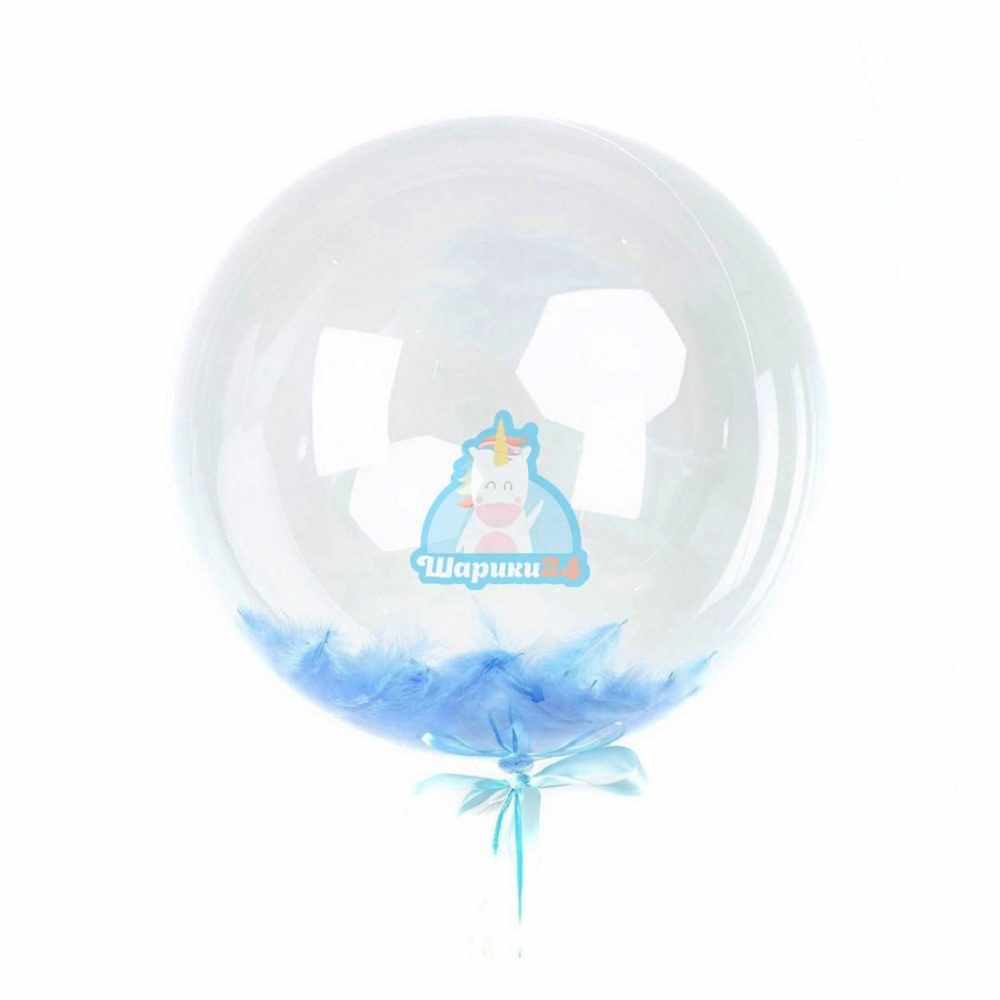 Кристальный шар Bubbles с голубыми перьями