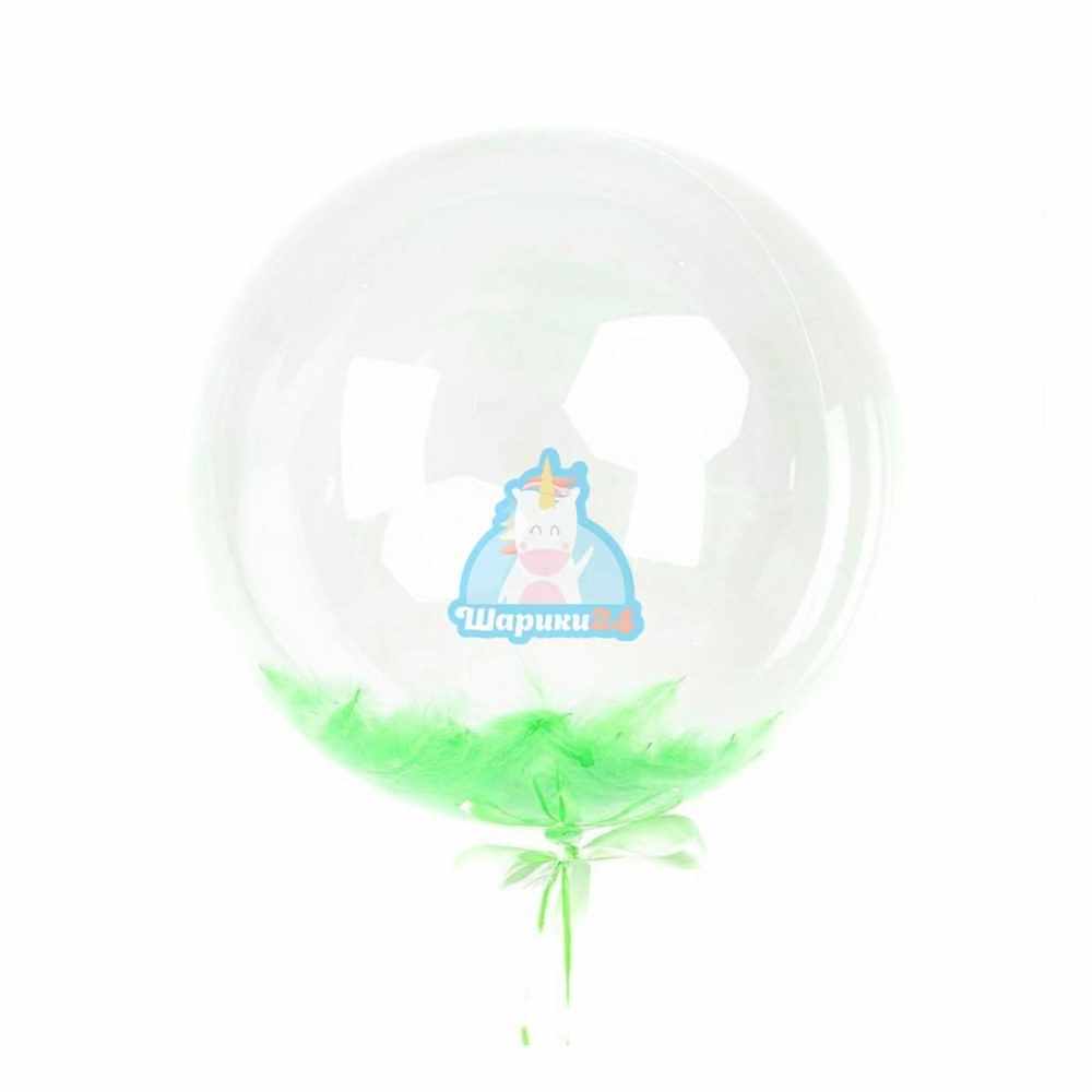 Кристальный шар Bubbles с салатовыми перьями