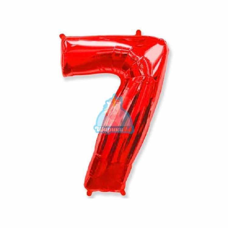 Фольгированная цифра 7 красная