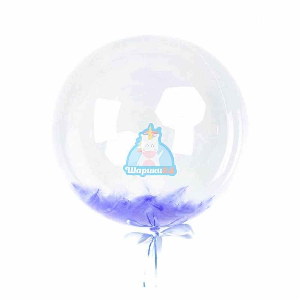 Кристальный шар Bubbles с синими перьями