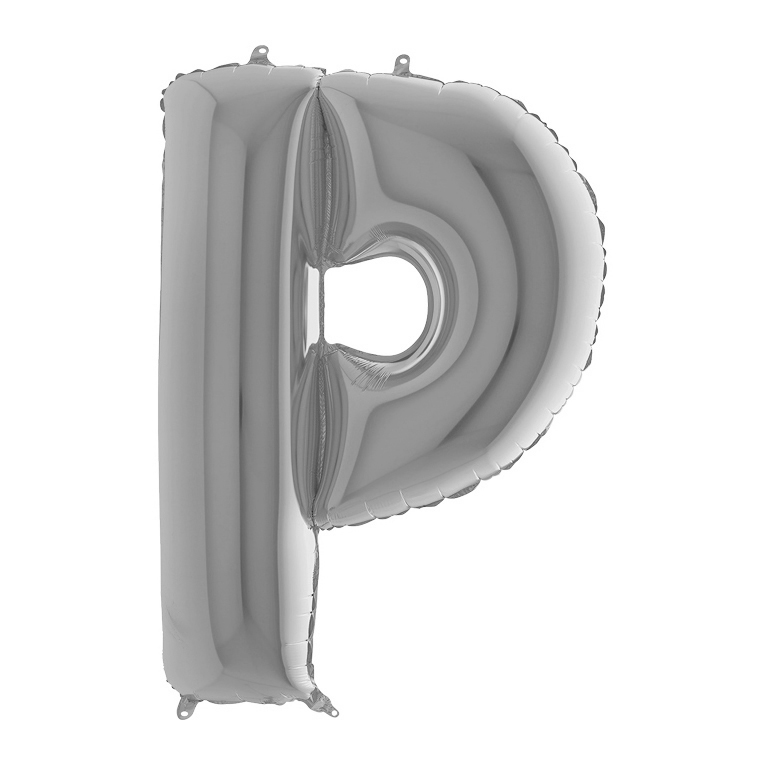 Фольгированная серебряная буква P