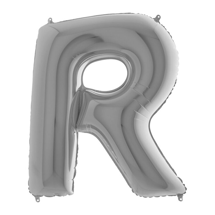 Фольгированная серебряная буква R
