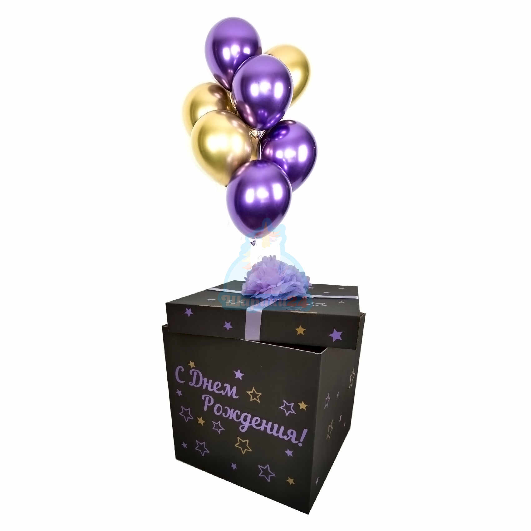 коробка сюрприз с воздушными шарами фото