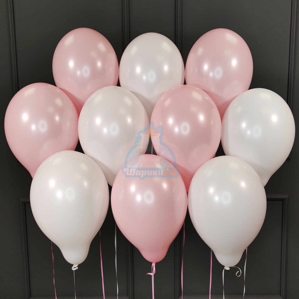 Воздушные шарики бело-розовые
