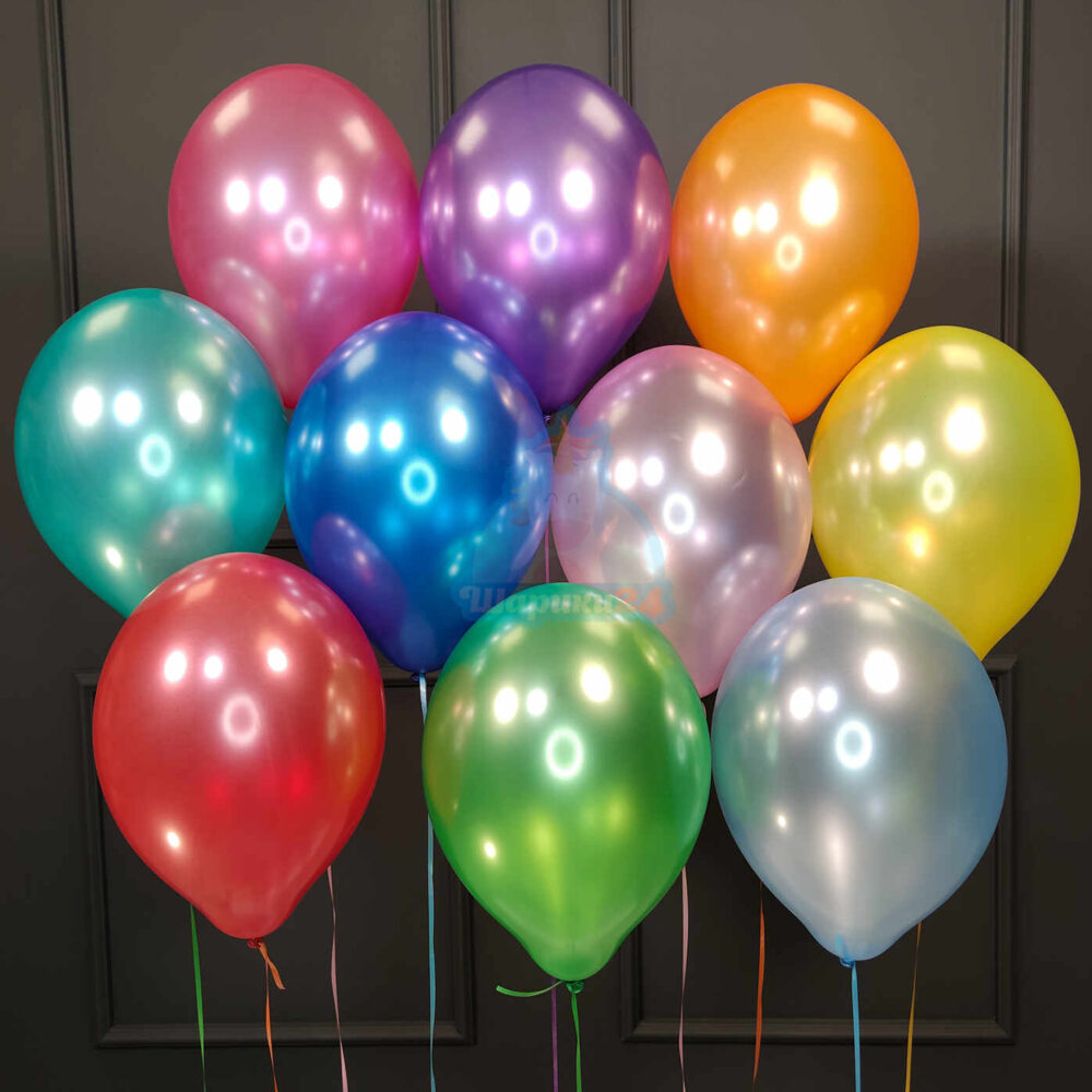 Воздушные разноцветные шарики металлик