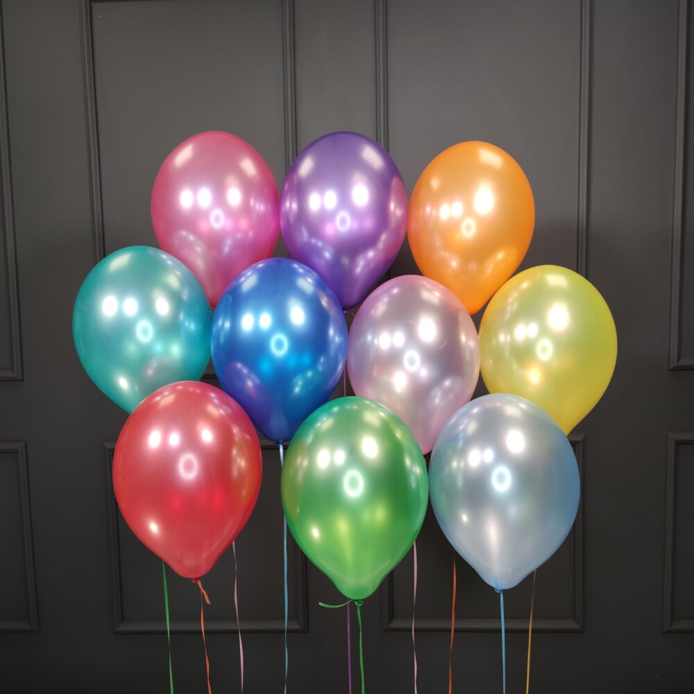 Воздушные разноцветные шарики металлик на день рождения мужчине