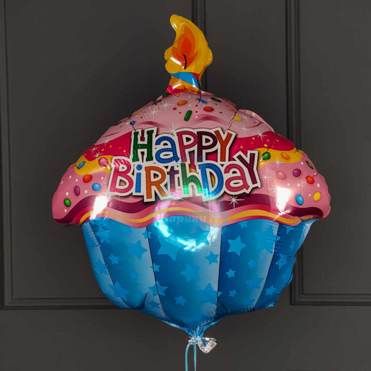 Фольгированная фигура кекс Happy Birthday
