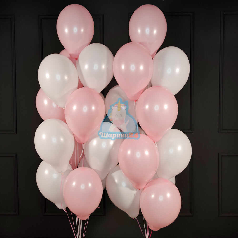 Воздушные шарики бело-розовые