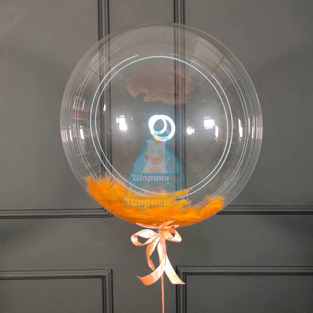 Кристальный шар Bubbles с оранжевыми перьями