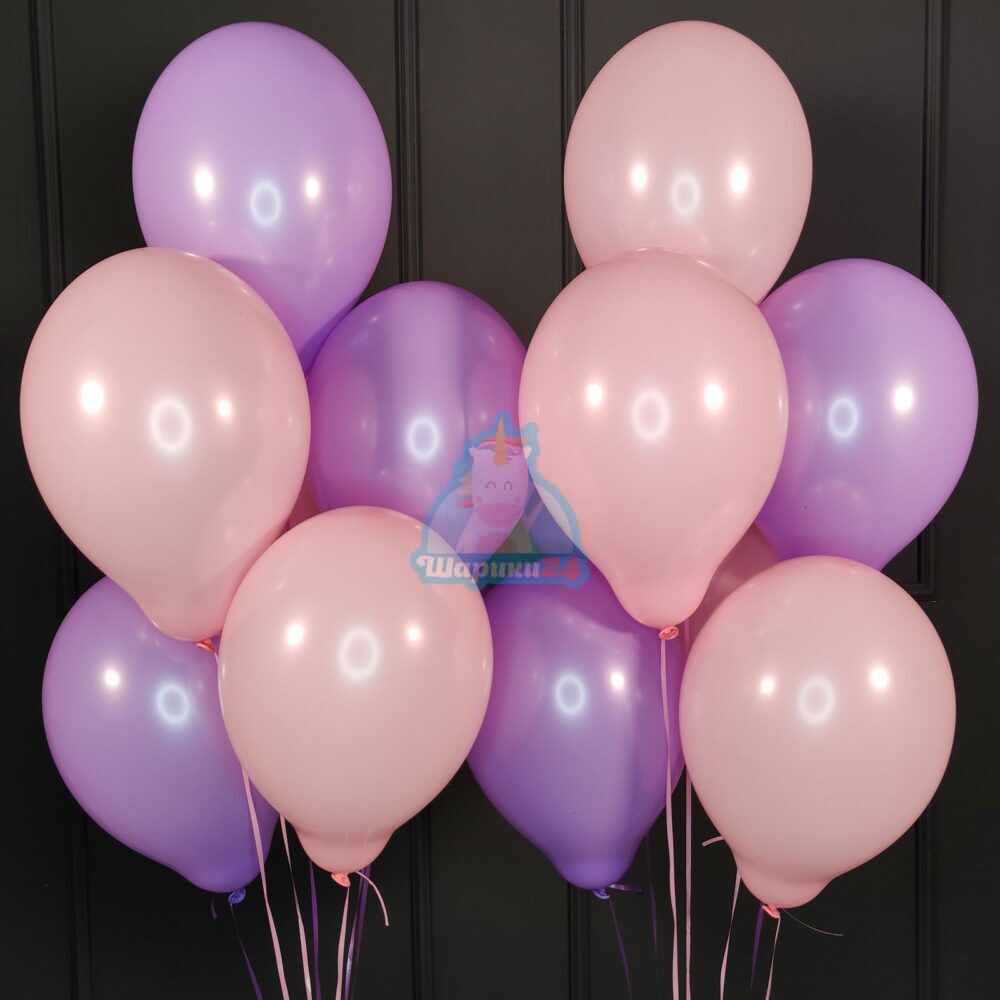 Воздушные розовые и фиолетовые шарики