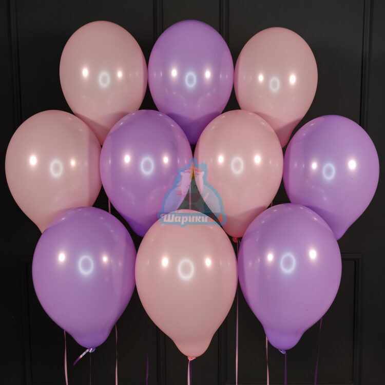 Воздушные розовые и фиолетовые шарики