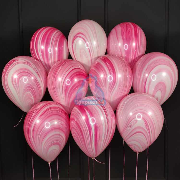 Воздушные шарики розовый агат на день святого Валентина