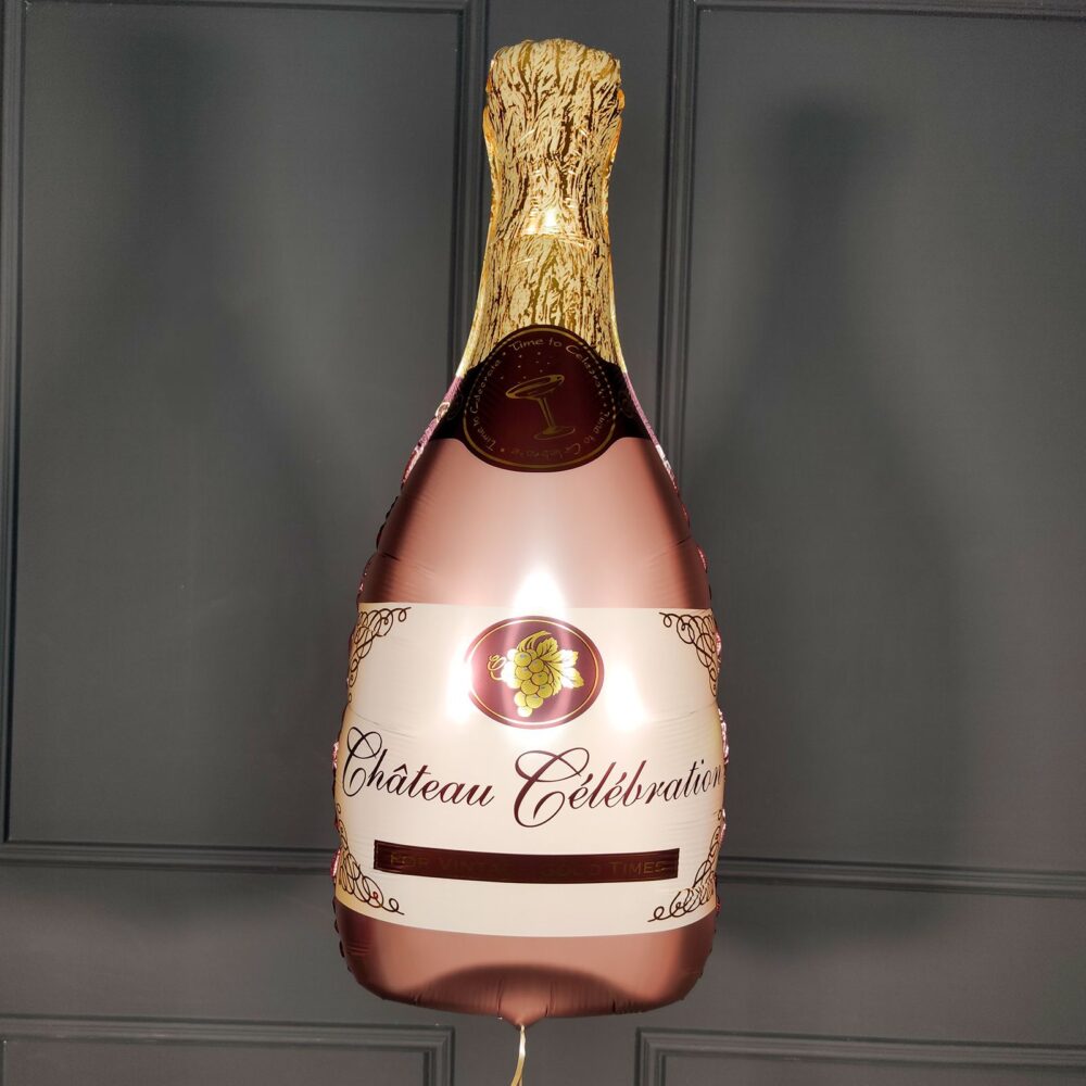 Фольгированная фигура бутылка шампанского розовое золото