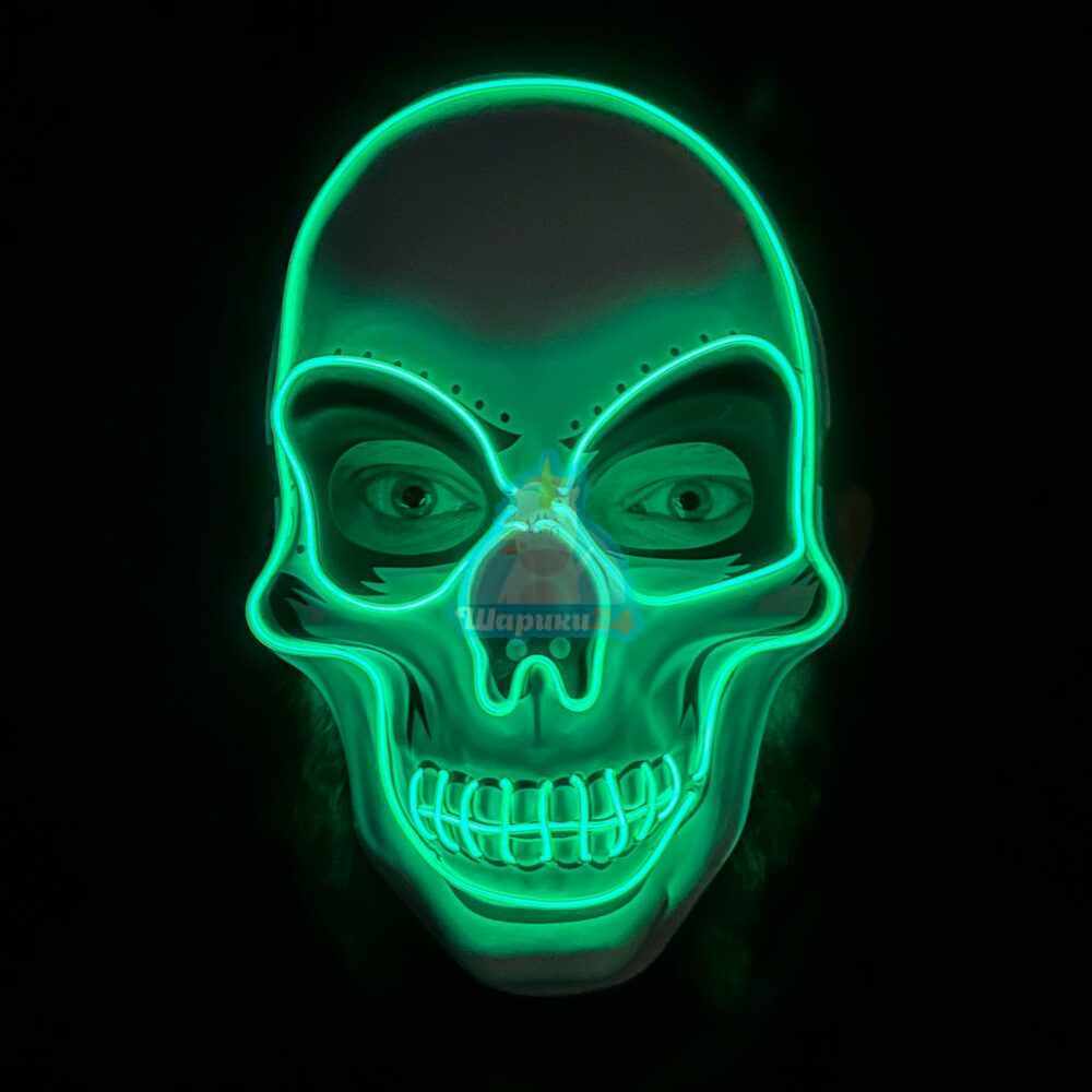 Маска череп с зеленой подсветкой