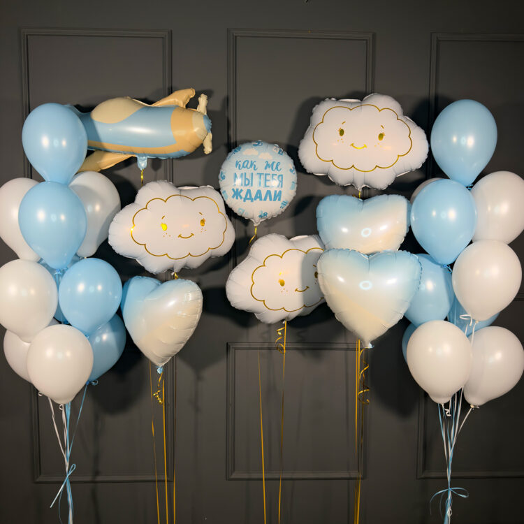 Большой сет на выписку  с Большим шаром облаками и самолетом